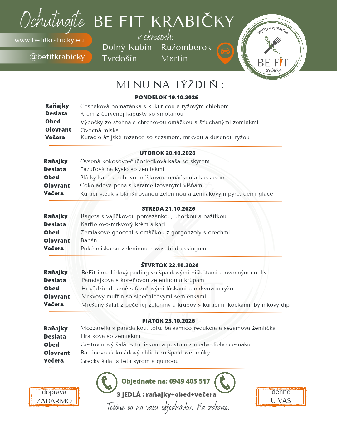 BeFit krabičky menu
